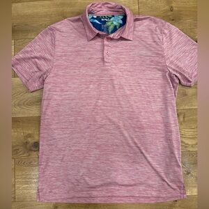 Birdie Bound Polo Shirt Mens Medium Performance Stretch Golf Sport Pink Preppy